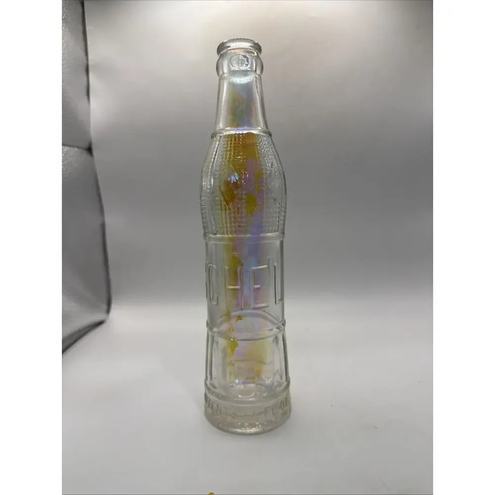 Antique Chero-Cola Embossed Glass Soda Bottle Iridescent Rainbow Textured